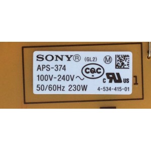 FUENTE DE PODER PARA TV SONY / NUMERO DE PARTE 147458612 / 1-893-326-11 / APS-374 / 1-474-586-12 / APS-374(CH) / MODELOS KDL60W610B / KDL60W630B / KDL-60W610B / KDL-60W630B